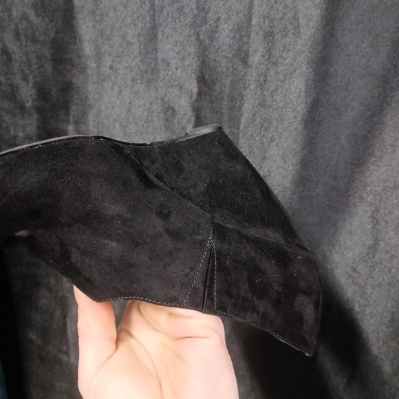 Charles Black Suede Wedge Booties - Picture 6 of 11